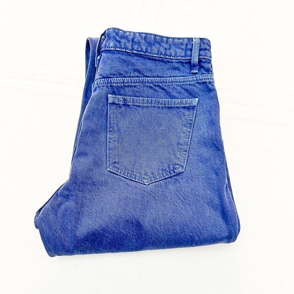 Zara High Rise Wide Leg Dyed Blue Denim Jeans Zip Fly NWOT SIze 6 - Picture 1 of 7
